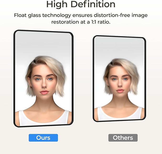 USHOWER Black Bathroom Mirror for Over Sink 24 x 36 Inch, Metal Frame Rectangle Vanity Mirror, Matte Black Modern Mirror for Wall