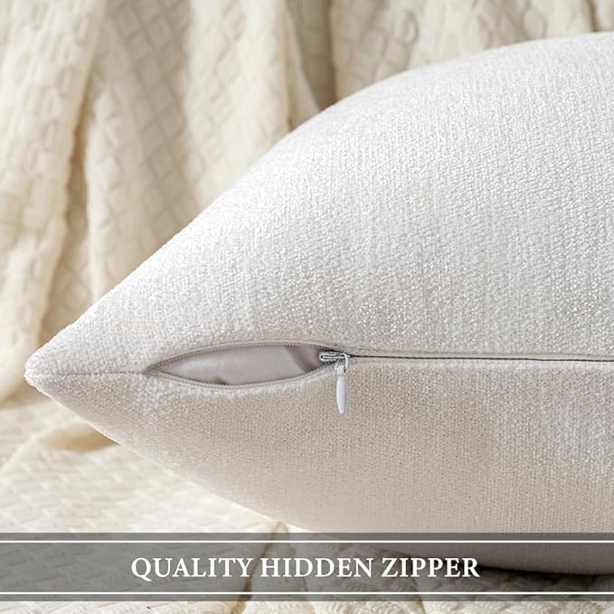 MIULEE Pack of 2 Pure White Decorative Pillow Covers 18x18 Inch Soft Chenille Couch Throw Pillows Farmhouse Cushion Covers for Home Decor Sofa Bedroom Living Room