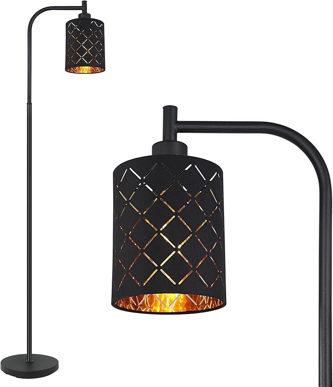 Gothic Floor Lamp with Laser-Cutout Lampshade, LED Standing Lamp for Living Room & Bedroom, 67 Inch Black Arc Modern Farmhouse Lamp with Foot Switch, E26 Base Socket, Perfect for Magic Decor Lamps