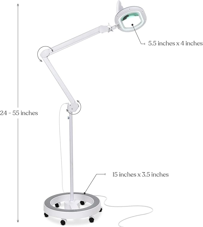 Brightech LightView Pro Magnifying Floor Lamp with Stand and Light LED Work Light with XL Magnifying Glass for Crafts and Projects