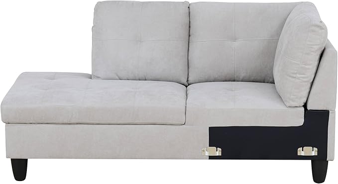 NicBex Sectional Couch 2 Pieces 66.5" L Sofa with Left Chaise Flannel L Shaped Cloud Couch for Living Room Furniture Sets with Cushion, Modular Sofa for Living Room & Small Apartment, Light Gray