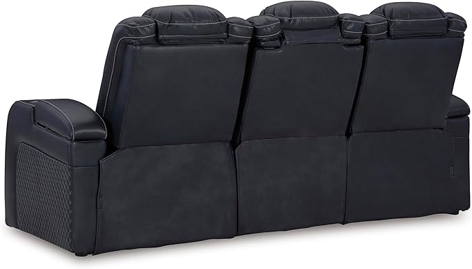 Signature Design by Ashley Fyne-Dyme Contemporary Power Reclining Sofa with USB Charging Ports and Adjustable Headrest, Blue
