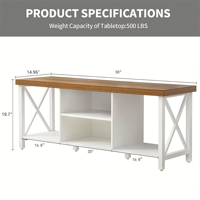 GAZHOME TV Stand for TV up to 65 Inches, TV Cabinet with Open Storage, TV Console Unit with Shelving for Living Room, Entertainment Room, White