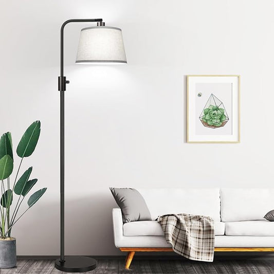 【Upgraded】 Dimmable Floor Lamp, 1000 Lumens LED Edison Bulb Included, Arc Floor Lamps for Living Room Modern Standing Lamp with Gray Shade, Tall Lamps for Living Room Bedroom Office Dining Room