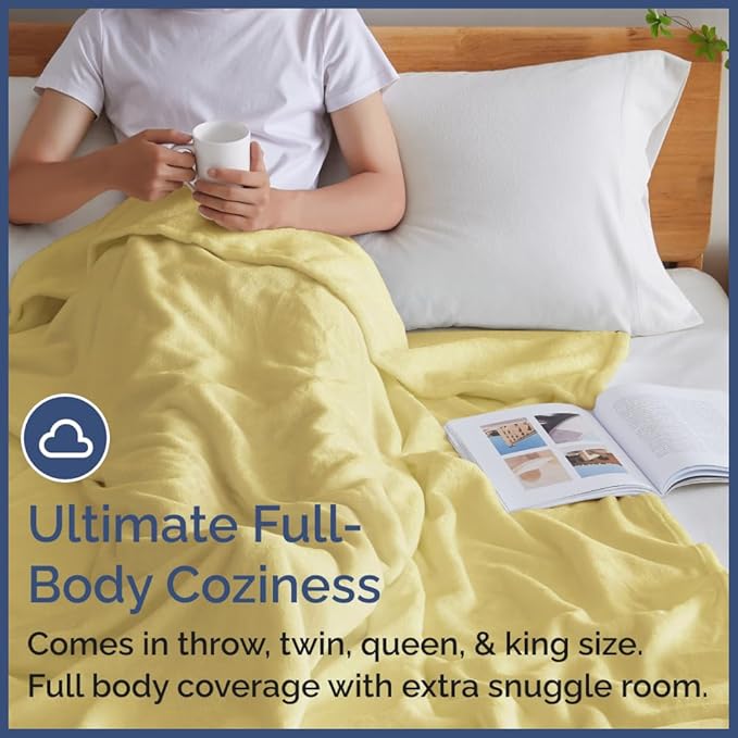 Ultra Soft Fleece Blanket Throw Size - Flannel Fleece Luxury Throw Blanket - Lightweight for Couch Bed Chair - Thick, Warm & Breathable - All Season Cozy Anti-Static Microplush Bedding, Yellow