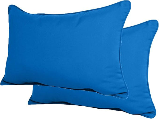 Comfort Classics Set of 2 Sunbrella Outdoor/Indoor Welted Lumbar Pillows Inc. in Pacific Blue