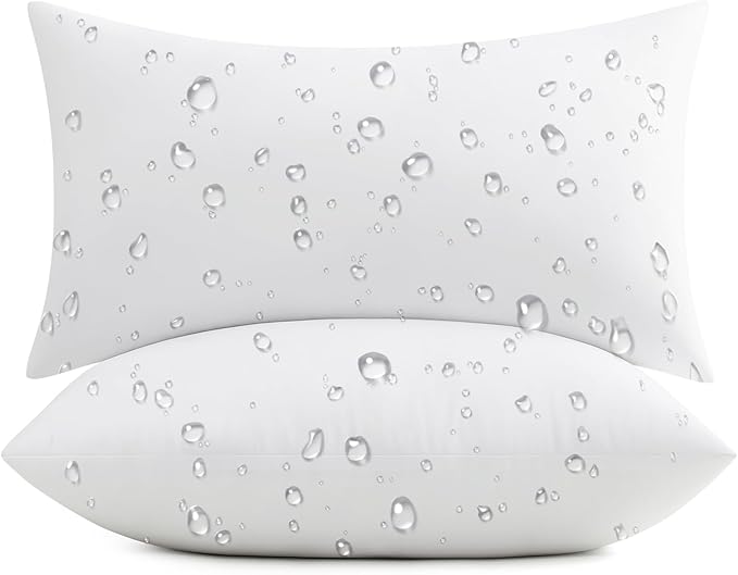 puredown® 12x20 Outdoor Pillow Inserts, Set of 2, Fluffy Soft Lumbar Pillows Filled with Plump Down Alternative Stuffer for Porch Swing Sofa Couch Cushion Patio Furniture