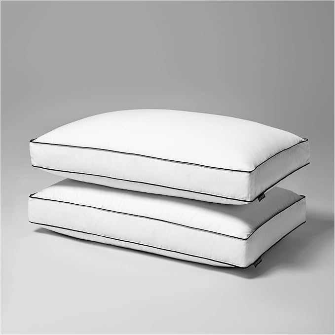 Feather Down Pillows King Size Set of 2, Hotel Quality Bed Pillows for Sleeping , Down Surrounded Soft Medium Firm Gusseted Pillow for Back, Stomach or Side Sleepers, Medium Firm, 20" x 36"