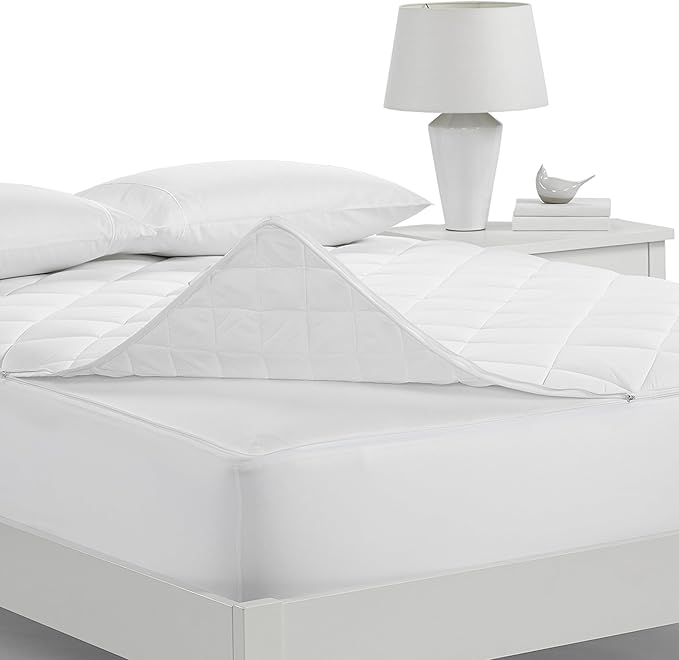 Serta Air Dry Extra Comfort Plus 100% Cotton Fabric Quilted Mattress Pad, Cooling and Breathable Mattress Cover, Moisture Wicking Protection with 18" Deep Pocket, Twin, White