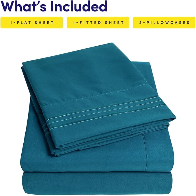1500 Supreme Collection California King Sheet Sets Teal - Luxury Hotel Bed Sheets and Pillowcase Set for California King Mattress - Extra Soft, Elastic Corner Straps, Deep Pocket Sheets Teal
