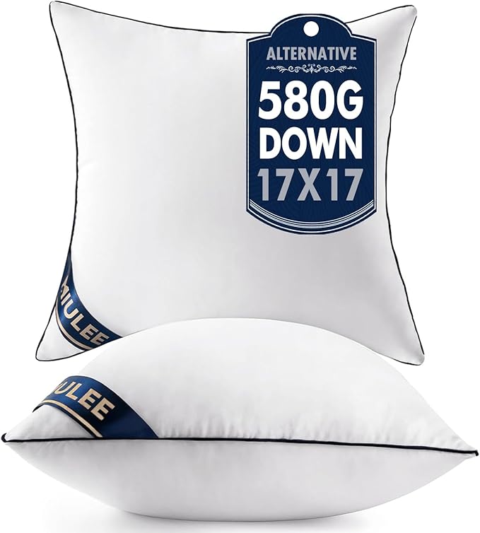 MIULEE 17x17 Pillow Inserts Set of 2 Throw Pillows 17 Inch Premium Down Alternative Pillow Inserts Decorative Pillow Stuffer for Sofa, Couch (17x17 inch, Set of 2)