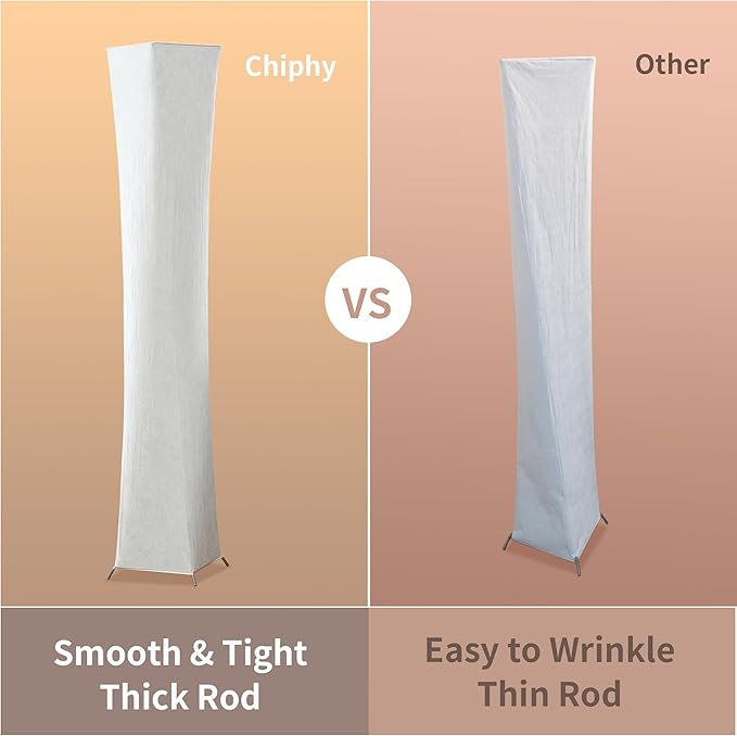 chiphy Floor Lamp, Dimmable 52" (S) Tall Standing Lamp, 3 Levels Adjustable Brightness 12Wx2 LED Bulbs, Column Floor Lamps, White Fabric Shade, Home Decor for Living Room, Bedroom, Kids Room