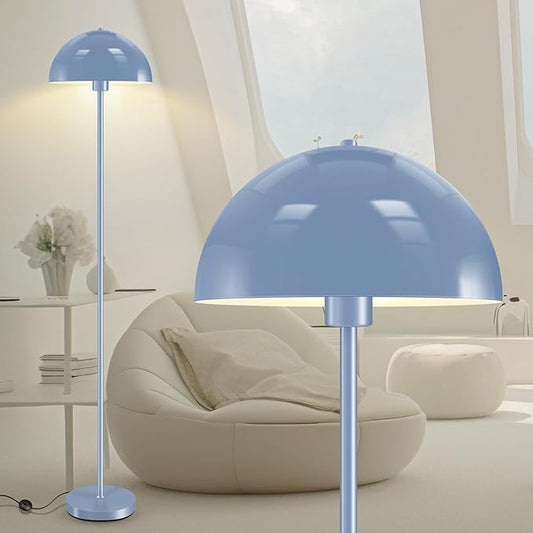 Floor Lamp, Industrial Blue Floor Lamps for Living Room, 65.6in Standing Lamp, Retro Mushroom Dome Shade, Whole Metal, E26 Socket, Mid Century Modern Floor Lamp for Bedroom/Office,No Bulb
