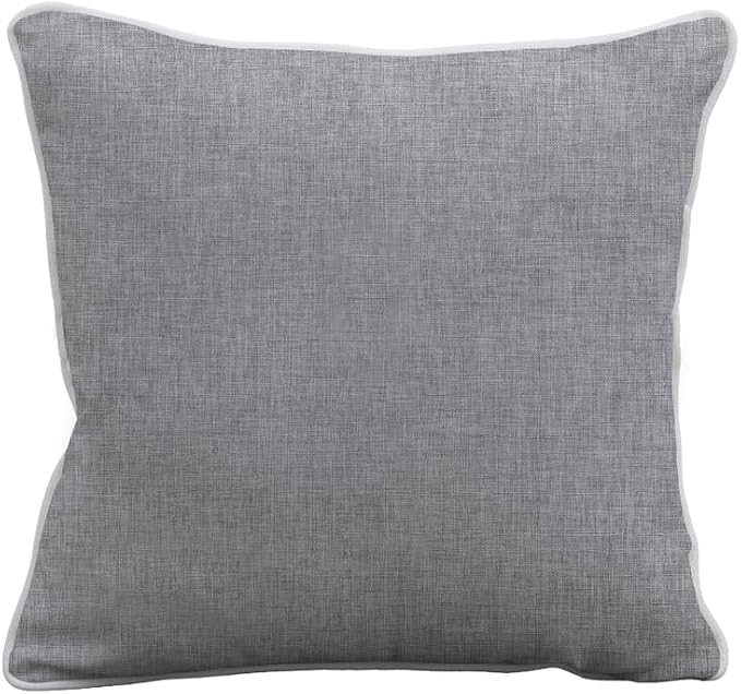 East Green 18 x 18 Waterproof Outdoor Pillow with Insert, Granite with White Piping - Premium Olefin Outdoor Accent Pillow for Patio Furniture
