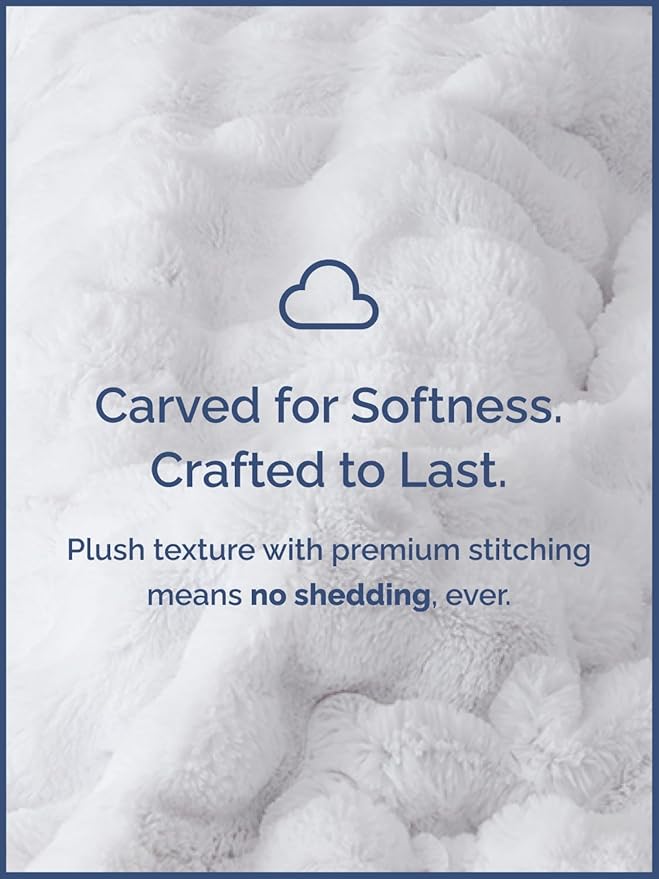 Fluffy Throw Blanket Twin Size - Faux Fur Throw for Couch or Bed - Ultra Plush Soft Extra Thick Faux Fur Rabbit Blanket - Comfy, Warm and Breathable - Luxury Minky Tie Dye Bedding - 60" x 80", White