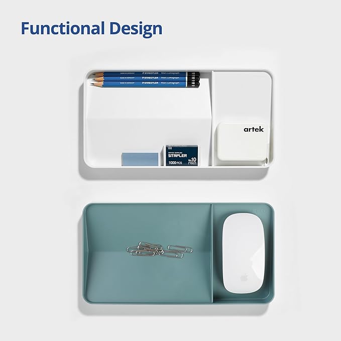 Blue Ginkgo Desk Tray – Korean-Made Organizer for Notes, Pens, Pencils, and Accessories (Double-Sided, Green)