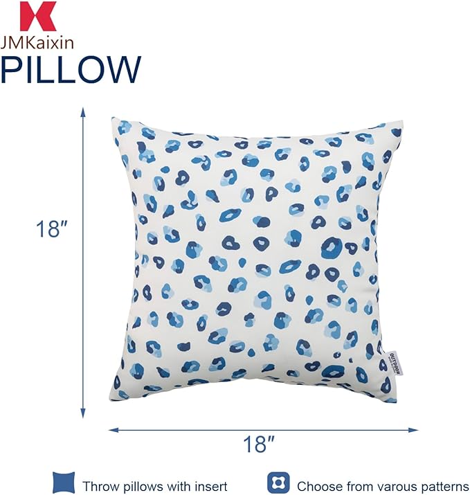 Outdoor Pillows, Pack of 2 Waterproof Decorative Throw Pillows with Inserts, 18”x18” Square Pillows for Bed, Couch, Sofa and Patio Furniture