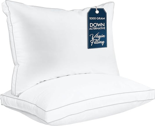 Utopia Bedding Bed Pillows for Sleeping Queen Size (White), Set of 2, Cooling Hotel Quality, Gusseted Pillow for Back, Stomach or Side Sleepers