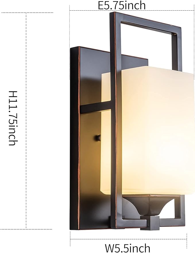 Vintage Bronze Sconces Wall Lighting 1-E26 Lights Bathroom Milk Glass Wall Light Fixtures Indoor Vanity Lights Hallway Bedroom Dining Room Doorway Use