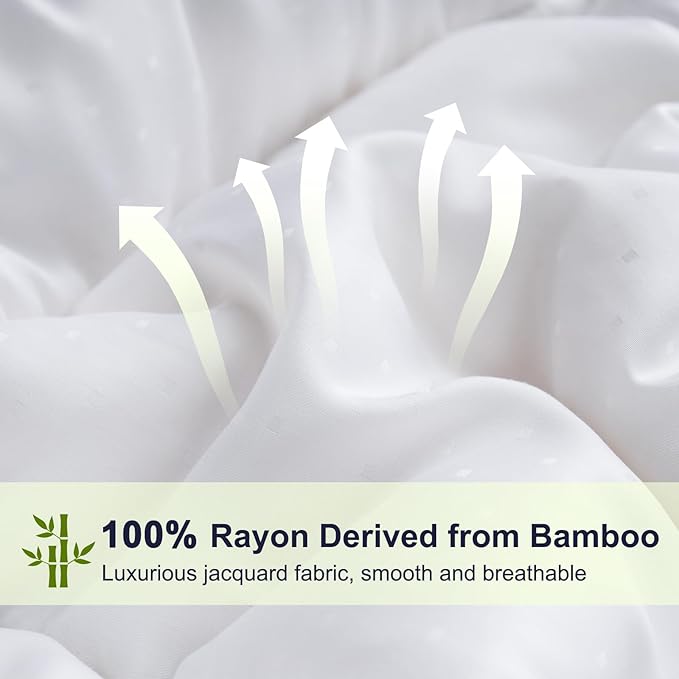 YOUR MOON Luxurious All Season Wool Comforter King Size 100% Natural Australian Wool Duvet, Hypoallergenic Premium Filled Comforter, Noiseless Jacquard Rayon Derived from Bamboo Shell(White)