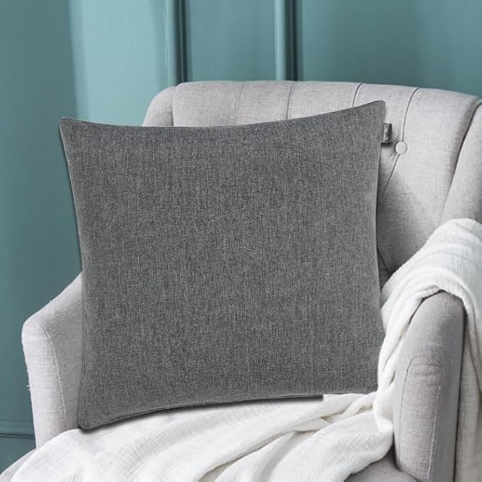 FUNHOME Outdoor Indoor Throw Pillows 18”x18”, Set of 2 Decorative Throw Pillows with Inserts, All Weather Water-Repellent Square Pillows for Bed, Couch, Sofa and Patio Furniture-Grey