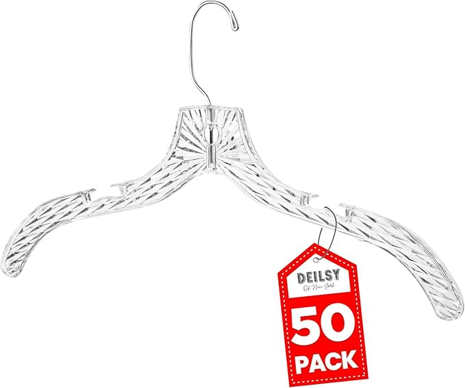 Clothes Hangers Plastic Set of 50 Pack Heavy Duty Hangers Dresses, T-Shirts Shirt Dress Blouse Hangers for Closet Organization Crystal Hanger Women and Men Coat Hanger