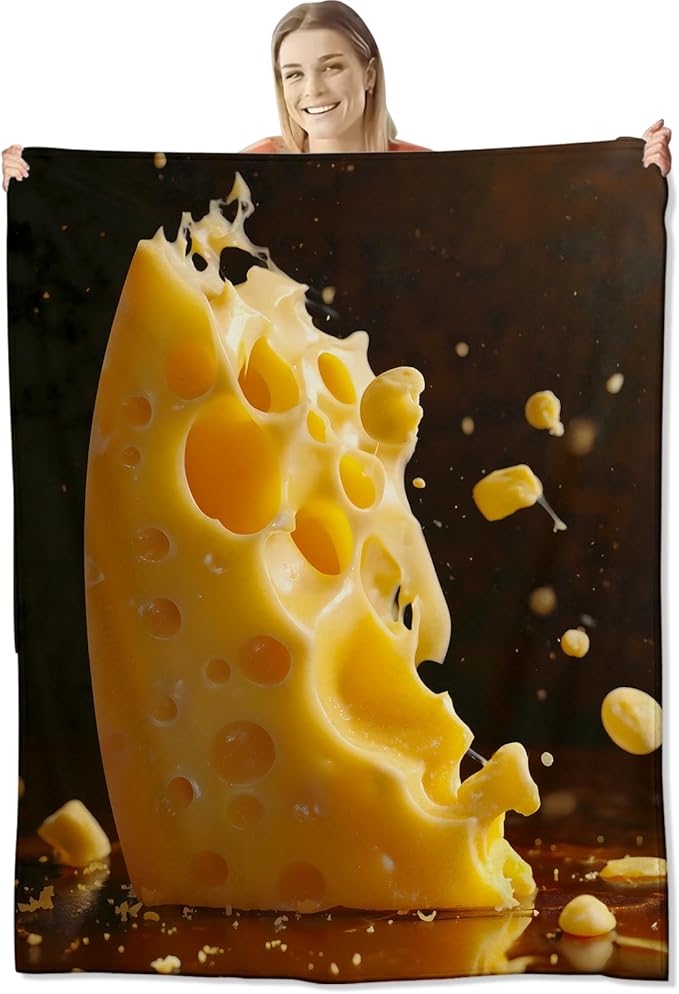 Cheese Blanket for Women Adults, Flannel Cheese Blankets Gifts, Cheese Throw Blanket for Sofa Bed Living Room Soft Warm Cozy Cheese Decor 50" x 60"