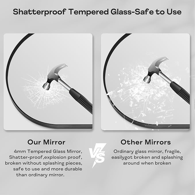 Large Black Arched Mirror, 30" x 40" Modern Brushed Metal Frame Arch Wall Decorative Mirror, Arched Top Bathroom Vanity Mirror for Living Room Bedroom Fireplace Mantel, Tempered Glass