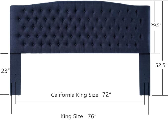 24KF Upholstered Tufted Button Linen Fabric Headboard,Comfortable Fashional Headboard King/CA King Size,Navy Blue