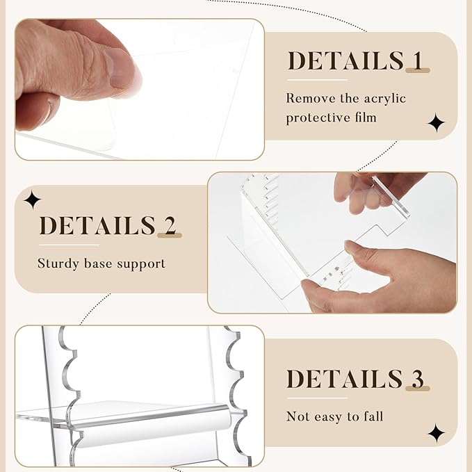 Geelin 2 Pcs Acrylic Makeup Brush Holder for Vanity Brushes Dryer Rack Pen Stand Display for Makeup Artist Nail Brushes Paintbrushes