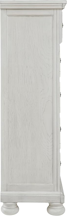 Signature Design by Ashley Robbinsdale Traditional 5 Drawer Chest, Antique White