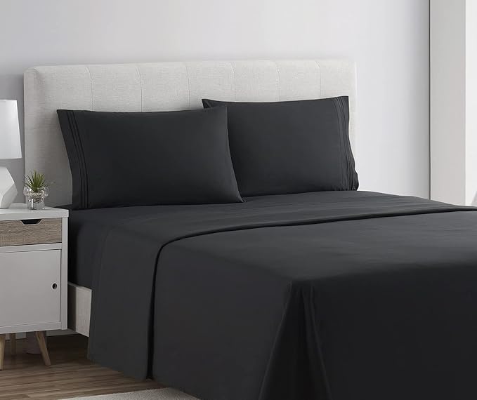 Clara Clark 1800 Premier Series 4pc Bed Sheet Set - King, Black