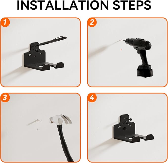 Garage Organization Storage Trimmer Rack, Garden Power Tool Hanger for Grass Trimmer, Hedge Trimmer, Garden Tools, Heavy Duty Weed Whackers Holder Wall Mounted Tool Organizer, 1 Pack