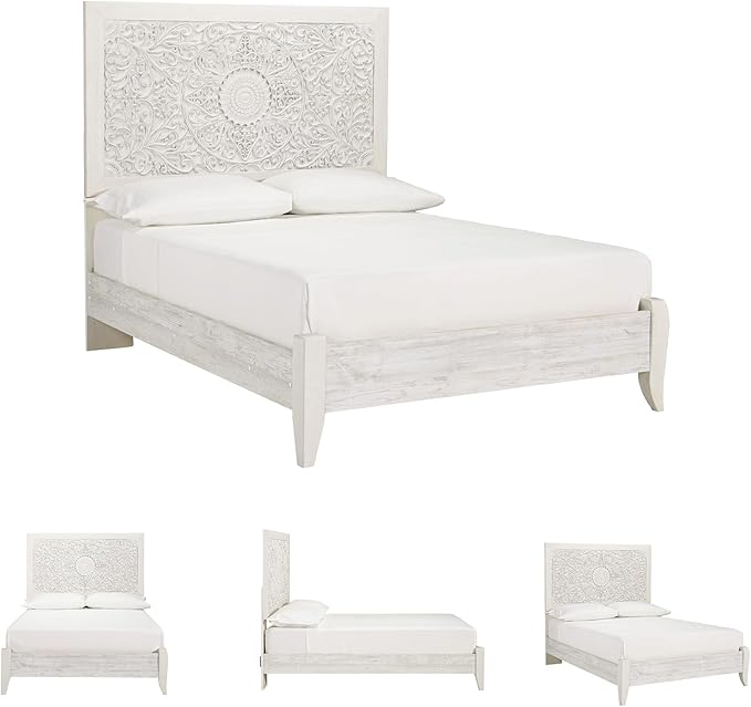 Signature Design by Ashley Paxberry Traditional Adjustable Full Panel Bed, Foundation or Box Spring Needed, White