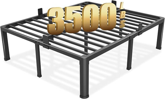 18 inch California King Bed Frame with Round Corner Legs Mattress Slide Stopper,3500 lbs Heavy Duty Metal Platform,Steel Slat Support,No Box Spring Needed,Easy Assembly,Noise Free