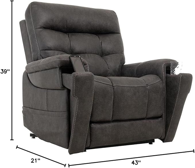 VivaLift! Radiance Power Recliner Lift Chair by PrideMobility, with 3 Heat Pads Heat System (Canyon Steel, Medium with Curbside Delivery)