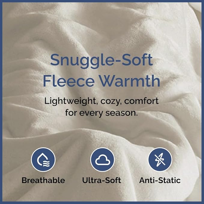 Ultra Soft Fleece Blanket Twin Size - Flannel Fleece Luxury Twin Blanket - Lightweight for Couch Bed Chair - Thick, Warm and Breathable - All Season Cozy Fuzzy, Anti-Static Microplush Bedding, Cream