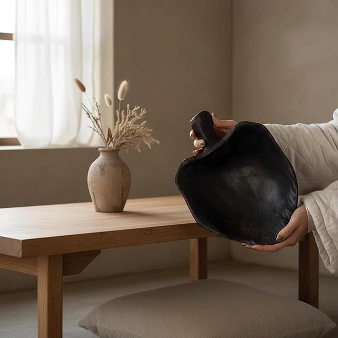 Solid Wood Fruit Bowl - Natural Vintage Grain - Single-Handle Design - Naturally Formed - Each Bowl Features a Unique Shape