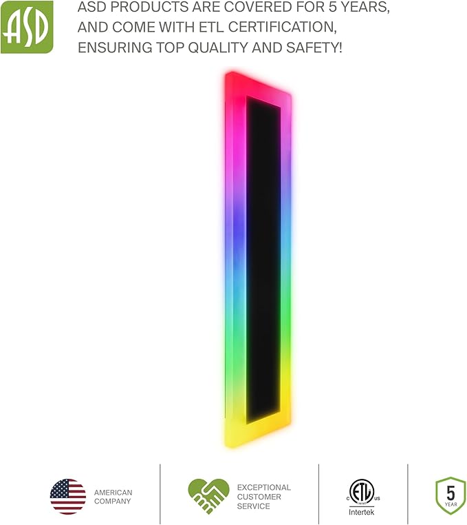 ASD LED 24" Long Wall Mount Light Fixture, Outdoor & Indoor Linear Sconce | RGBW, Smart, Waterproof, Anti-Rust, ETL Listed | 18W 1000LM 2700-6500K 100-277V | Exterior Porch Lighting | Black