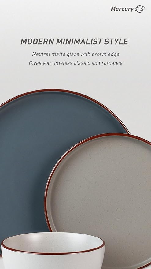 Famiware Mercury 24 Pieces Dinnerware Sets, Plates and Bowls Sets for 8, Microwave and Dishwasher Safe Dish Set, Multi-color