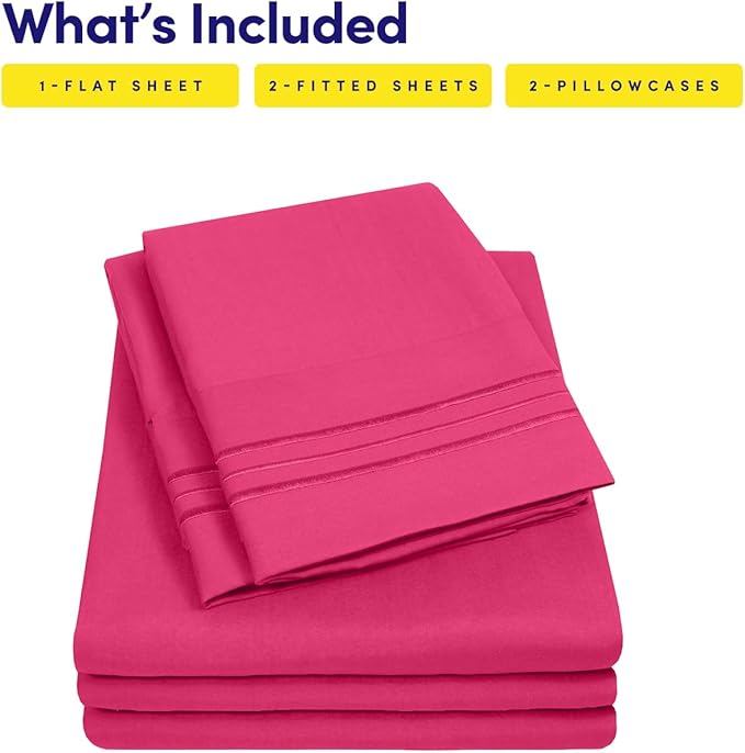 Sweet Home Collection 1500 Supreme Collection Extra Soft Split King Sheet Set, Fuscia- Luxury Bed Sheet Set with Deep Pocket Wrinkle Free Bed Sheets, Split King Size, Peach