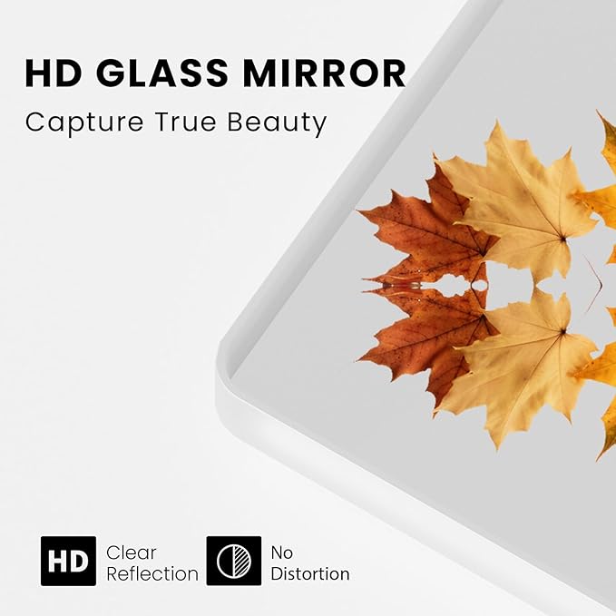 White Bathroom Mirror 40x32 Inch, White Metal Framed Bathroom Mirror for Wall, Rounded Rectangle Matte Bathroom Vanity Mirror, Tempered Glass, Anti-Rust, Horizontal/Vertical