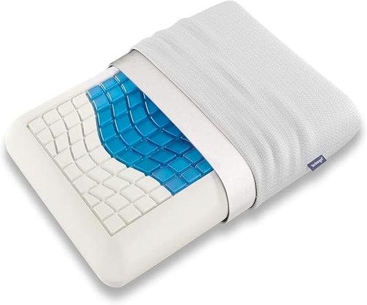 Technogel Medium Sized Essential Gel Pillow - Cooling Memory Foam, Orthopedic Support for Neck & Shoulder Pain Relief, Washable Cover