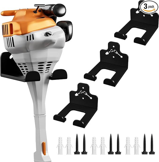 Garage Organization Storage Trimmer Rack, Garden Power Tool Hanger for Grass Trimmer, Hedge Trimmer, Garden Tools, Heavy Duty Weed Whackers Holder Wall Mounted Tool Organizer, 3 Packs