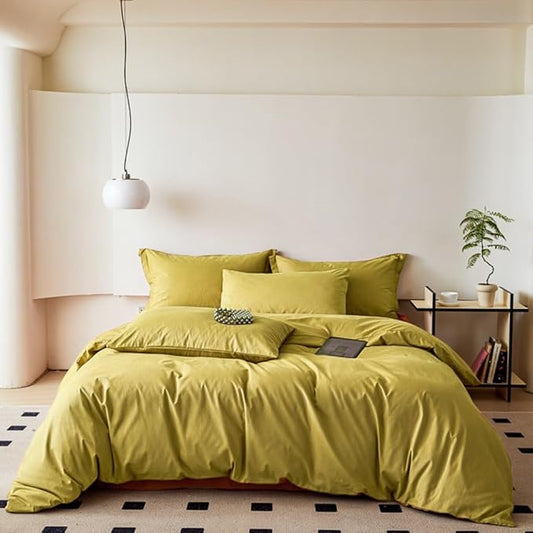 CLOTHKNOW Moss Green King Size Comforter Sets 3Pcs Chartreuse Bedding Comforter Sets Yellow Green King Comforter with 2 x Pillow Cases