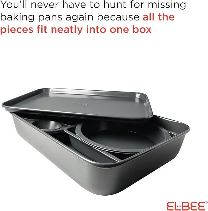 Elbee Home Set of 8 Durable Non-Stick Carbon Steel Baking Bricks for Easy Storage