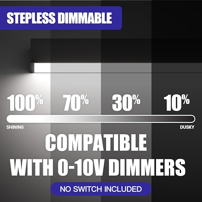 JTT 8FT LED Linear Light,8Foot LED Shop Lights 100/80/60W 3/4/5000K CCT Selectable,Commercial 8Feet Lighting Fixture 0-10V Dimmable Lighting Fixture ETL for Gym Retails Office Garage Classroom,2Pack