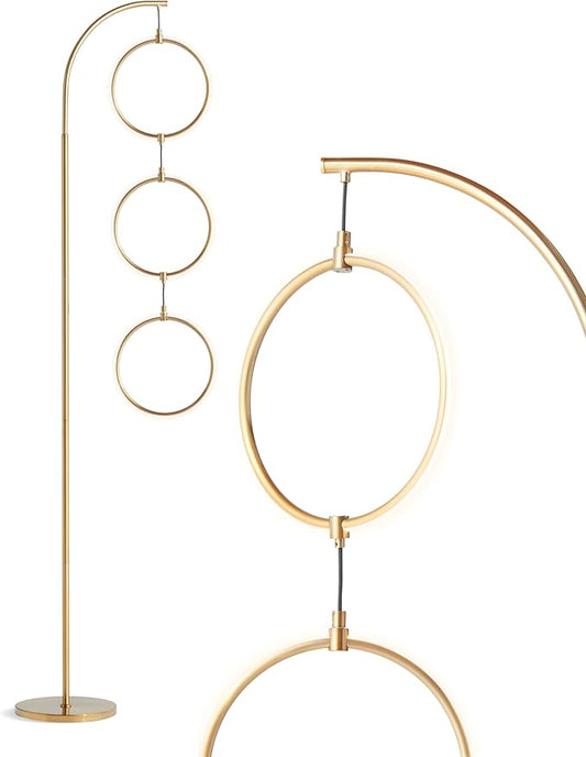 Brightech Nova 74 in. Antique Brass Industrial 3-Light LED Energy Efficient Floor Lamp with Built-in 3-Way Dimmer Function FL-NVA-BRS