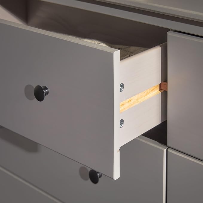 Walker Edison Modern 6-Drawer Solid Wood Dresser Bedroom Storage, 57 Inch, Grey