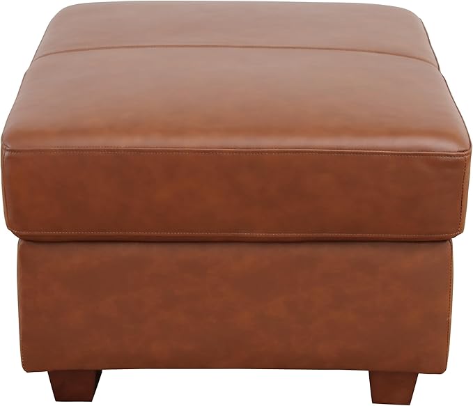 Ottoman Rectangular Storage Ottoman Bench, Genuine Cow Leather Footrest, Coffee Table, Stool Footstool with Hinged Lid for Living Room, Bedroom, Entryway, Brown, 36.5"x28"x18.5"
